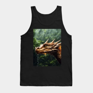 Bronze Majestic Dragon in a Rainy Forest Tank Top